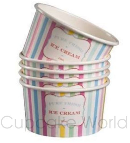 ROBERT GORDON GELATI STRIPES ICE CREAM CUPS & SPOONS FOR 10 ROBERT GORDON GELATI STRIPES ICE CREAM CUPS & SPOONS FOR 10